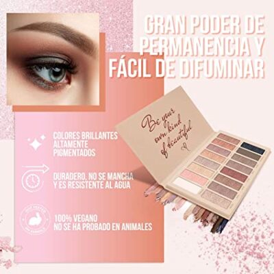 Paleta De Sombras De Ojos Profesionales - Paleta Maquillaje - Altamente Pigmentados 16 Colores Brillantes y Mate